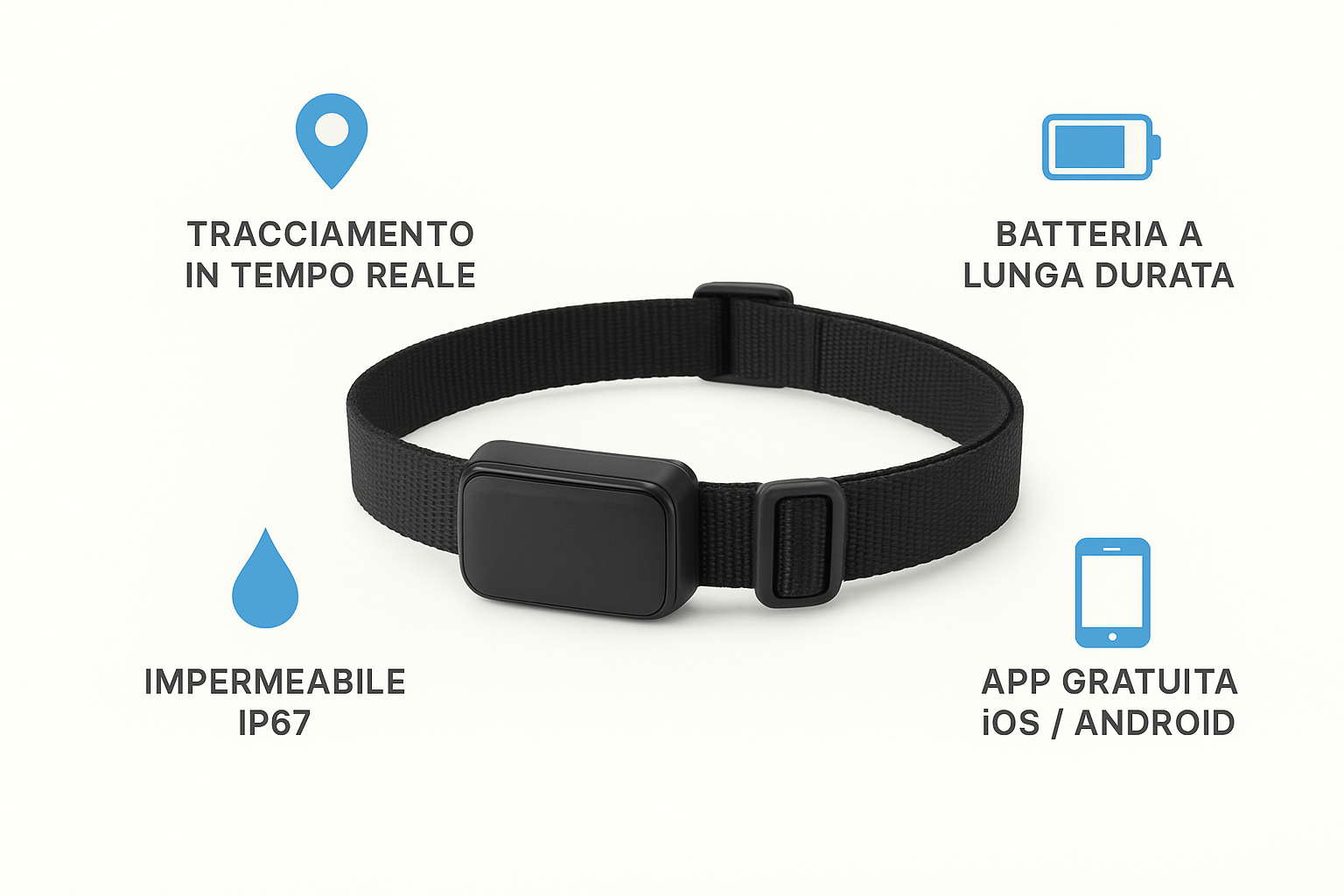 Collare GPS impermeabile per cani e gatti | Localizzatore anti-smarrimento con app e tracciamento in tempo reale